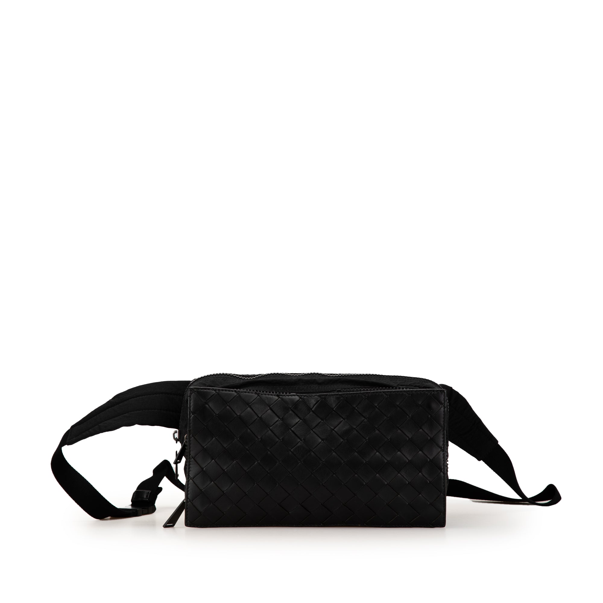 Bottega Veneta | Pre-Owned Nylon and Calfskin Intrecciato Belt Bag | Black
