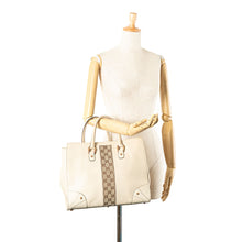 Gucci | Pre-Owned Calfskin and GG Canvas Nailhead Tote | White/Ivory