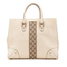 Gucci | Pre-Owned Calfskin and GG Canvas Nailhead Tote | White/Ivory