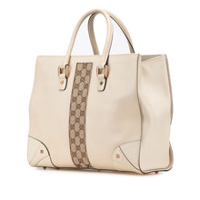 Gucci | Pre-Owned Calfskin and GG Canvas Nailhead Tote | White/Ivory