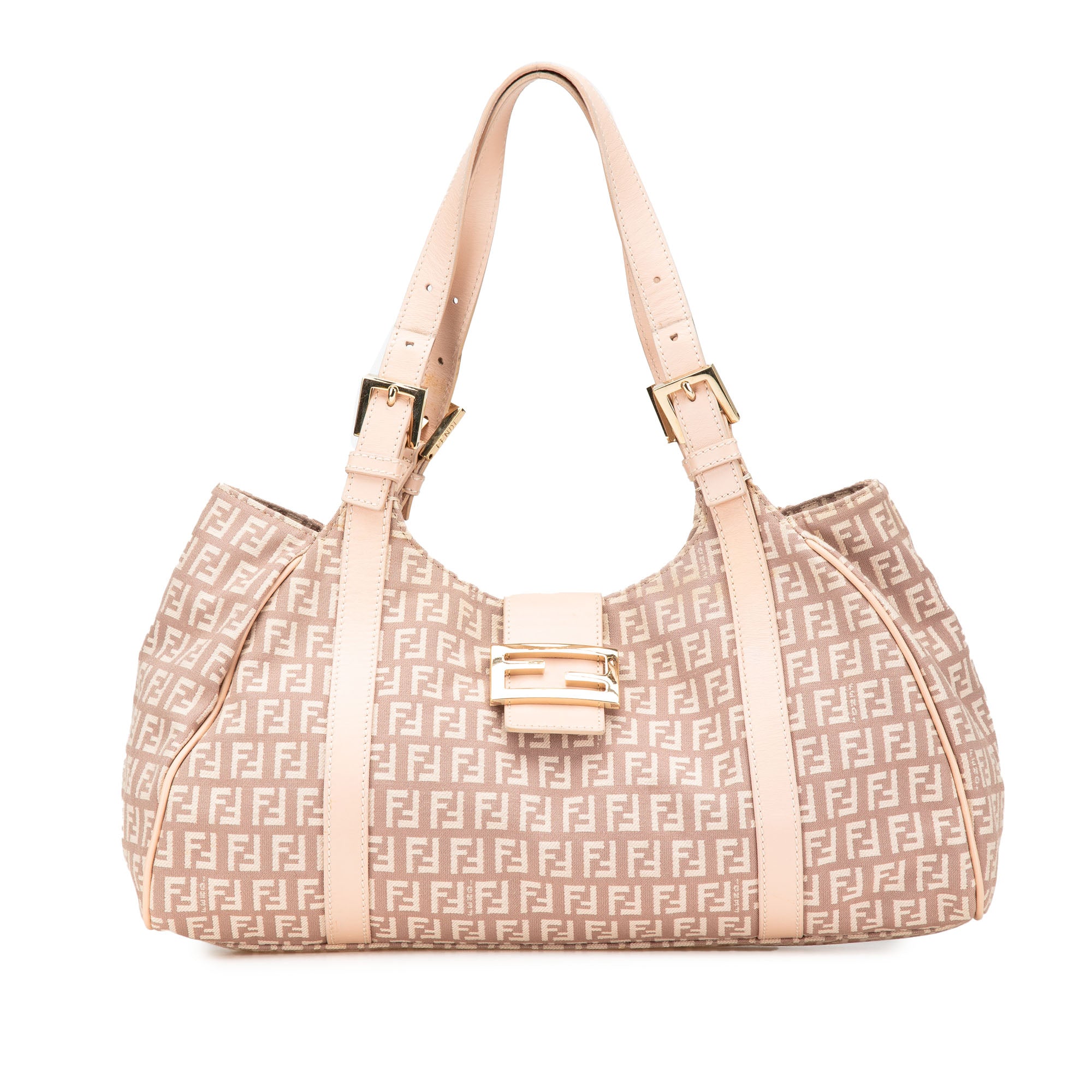 Fendi | Pre-Owned Zucchino Canvas Shoulder Bag | Pink/Light Pink