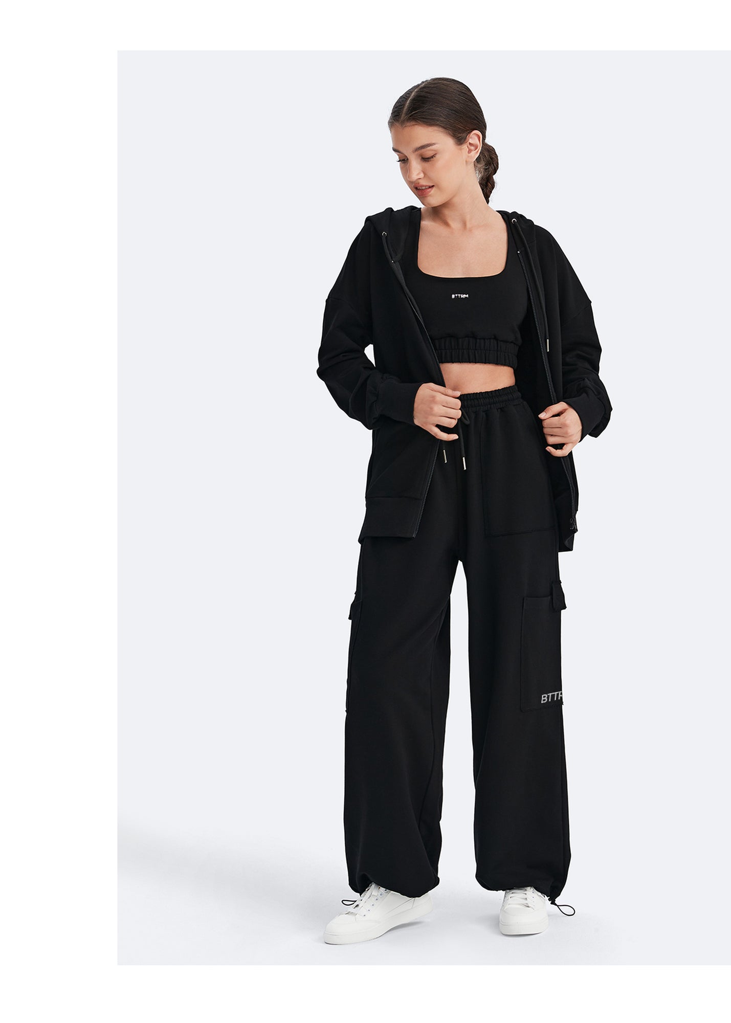 Zip Up Hoodie with Pockets | Black