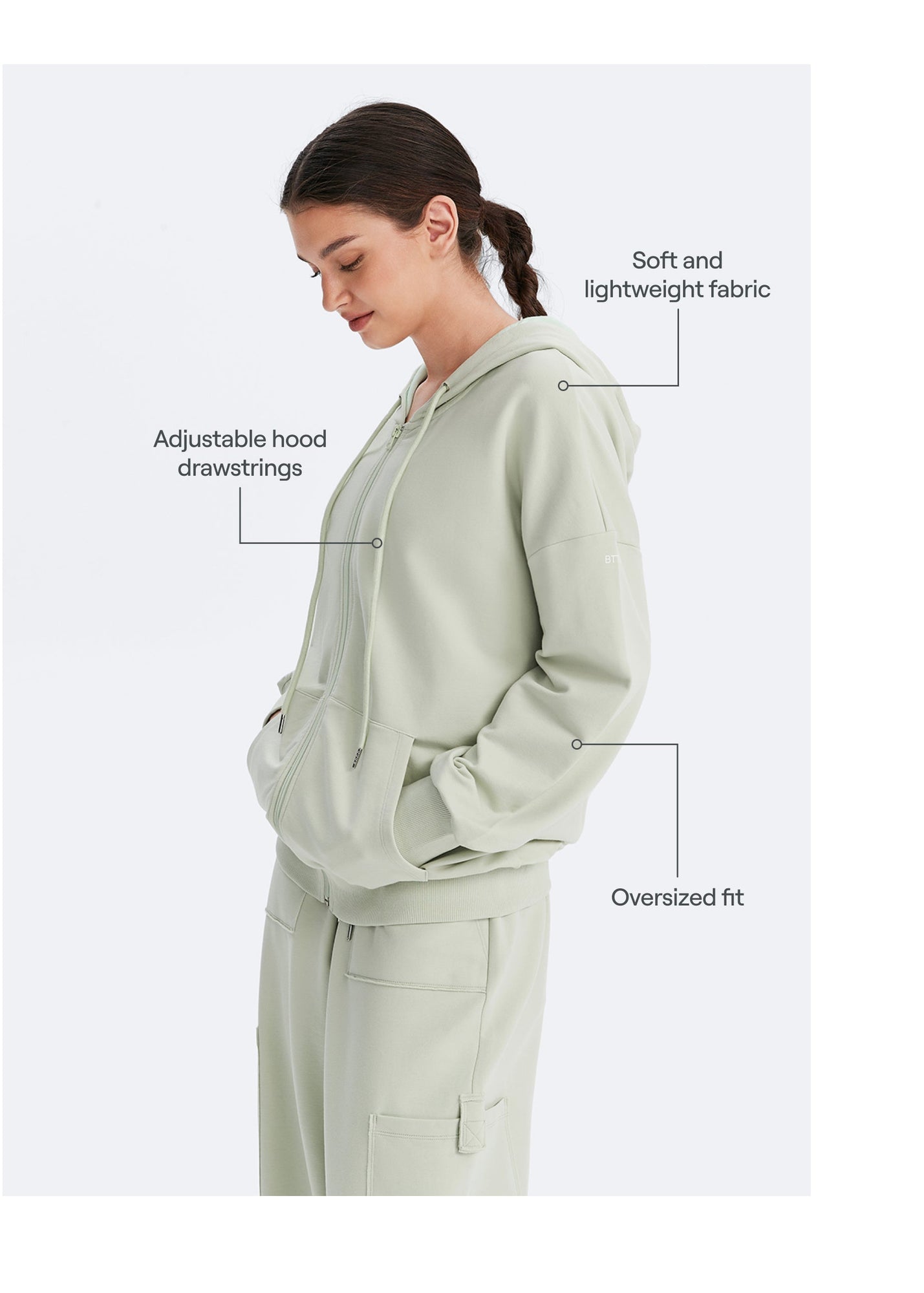 Zip Up Hoodie with Pockets | Fresh Mint Green