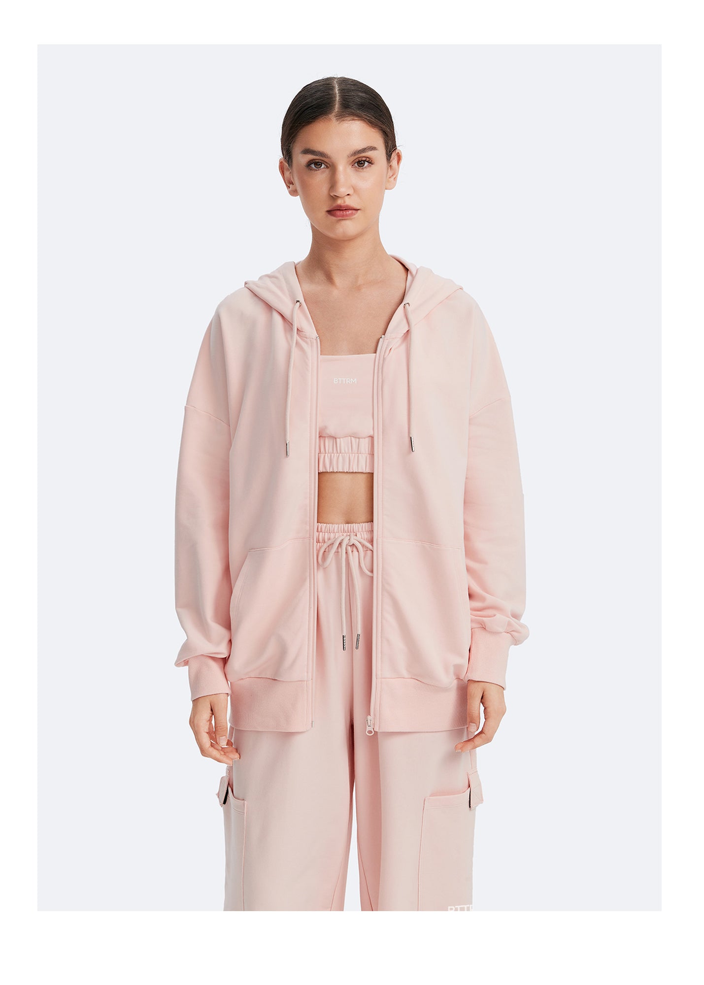 Zip Up Hoodie with Pockets | Marshmallow Pink