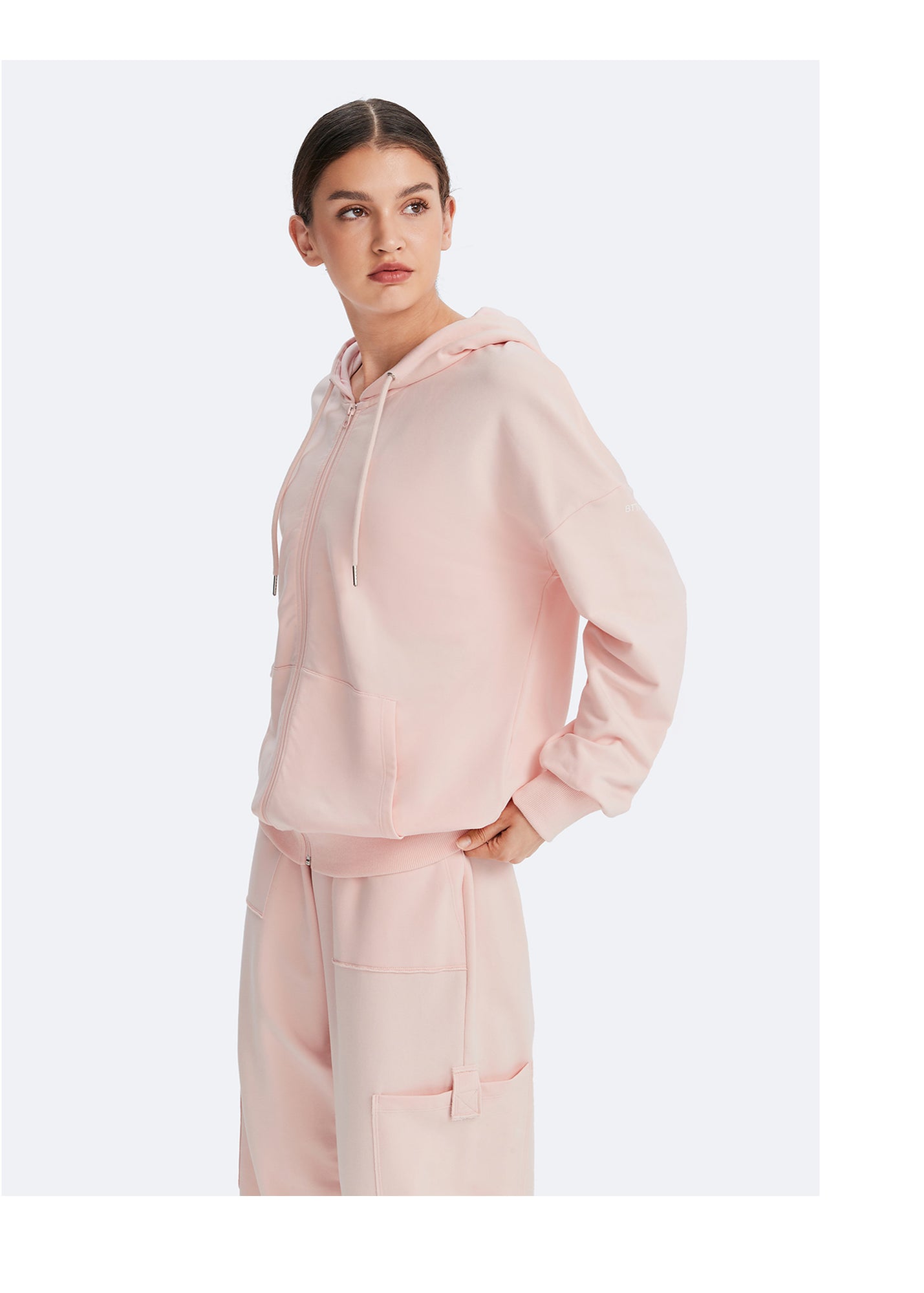 Zip Up Hoodie with Pockets | Marshmallow Pink