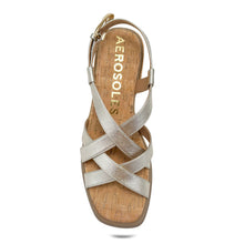 Daily Sandal Block Heel | Soft Gold Faux Saffiano/Cork Heel