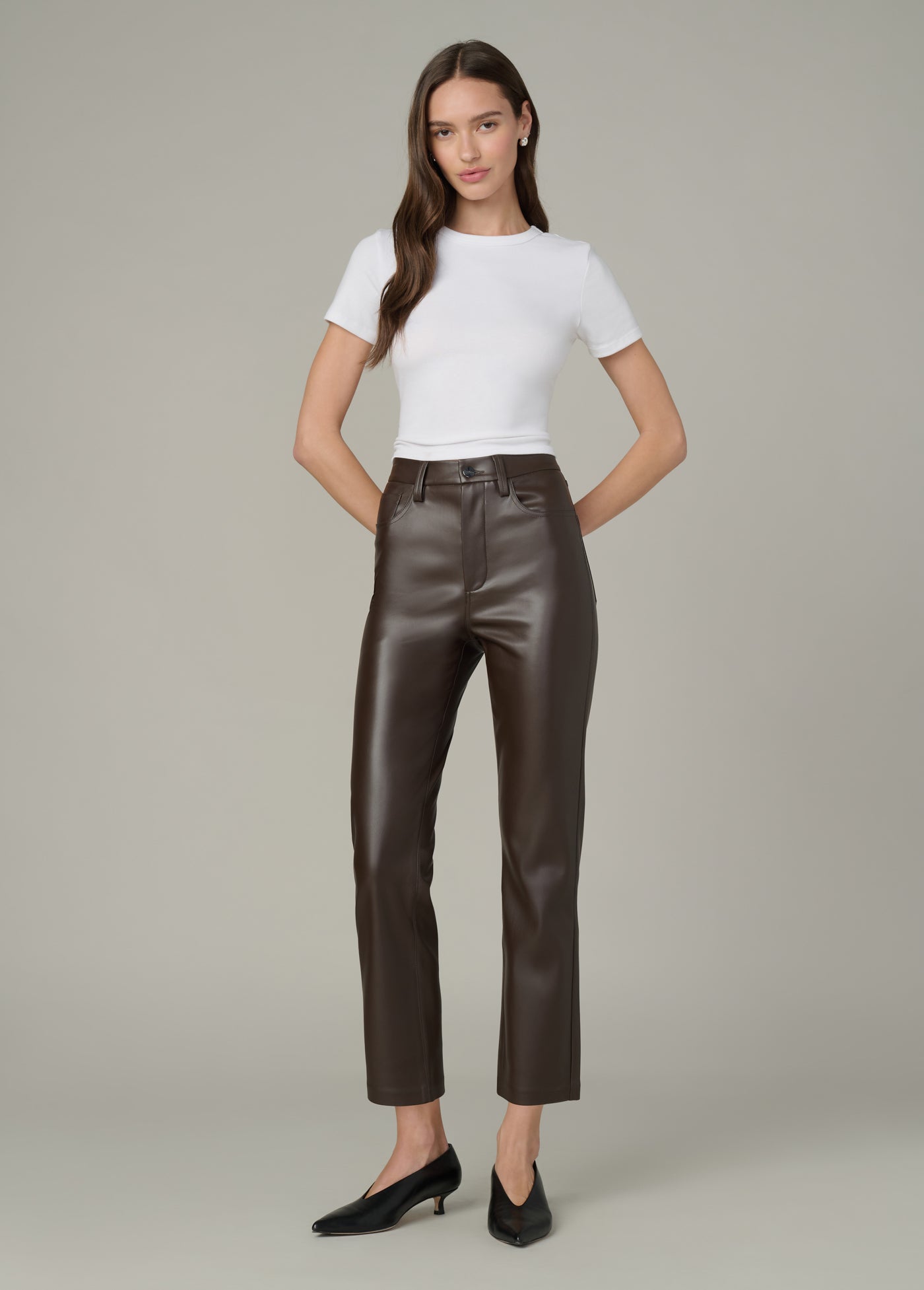 The Lyra Slim Ankle Pants in dark chocolate brown, tailored fit with ankle length – modern women's pants for daily wear