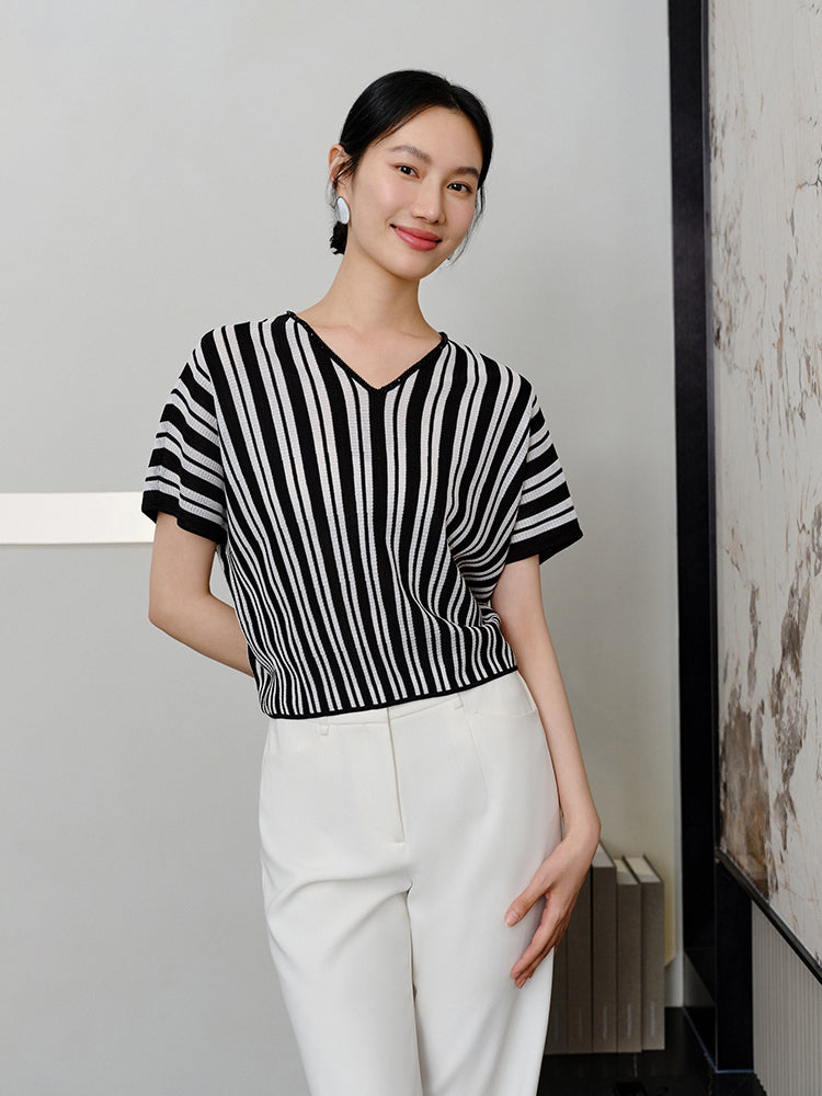 Striped Knit Sweater | Black