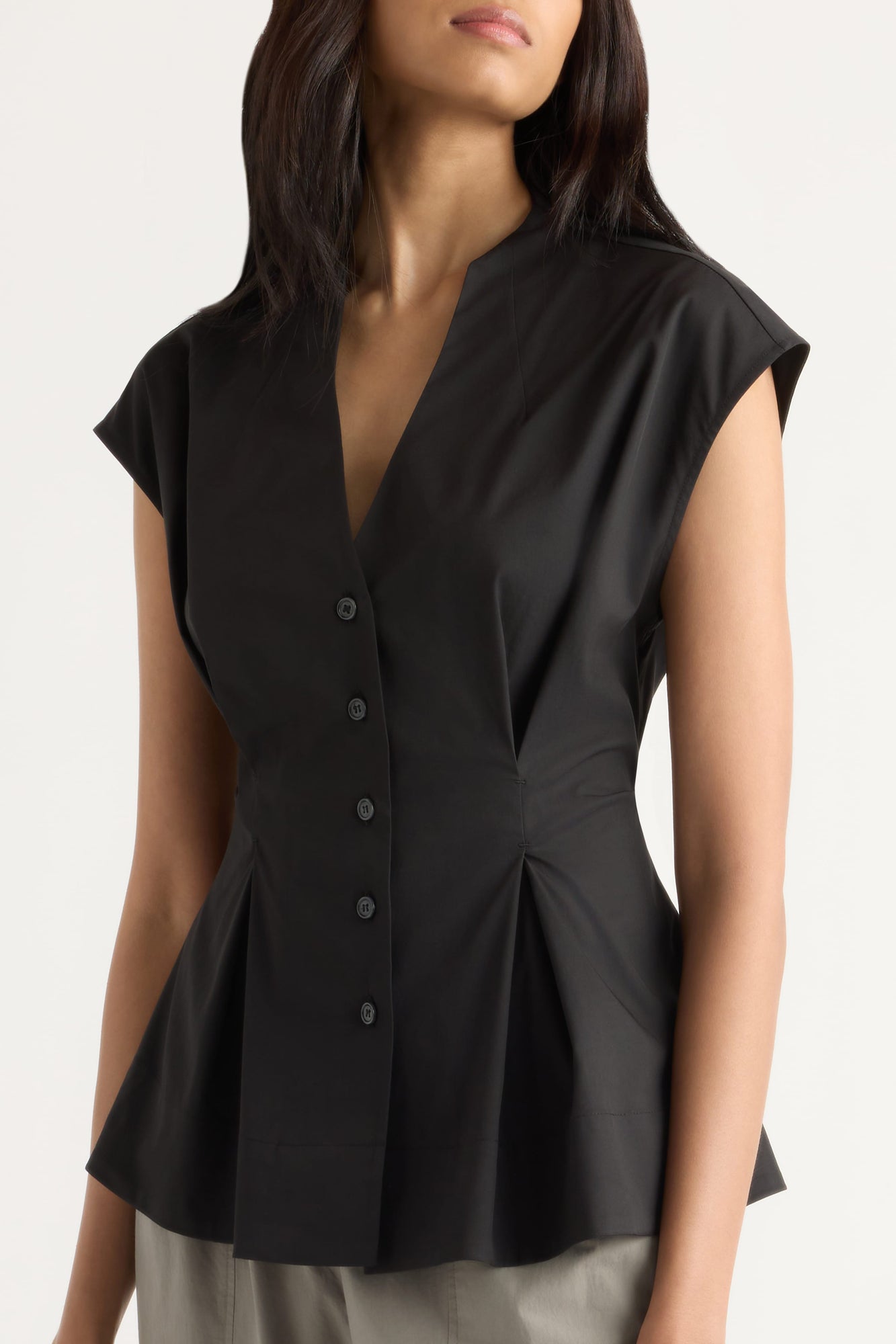 Arya | Acacia Cinch-Waist Sculpted Blouse in Size Small