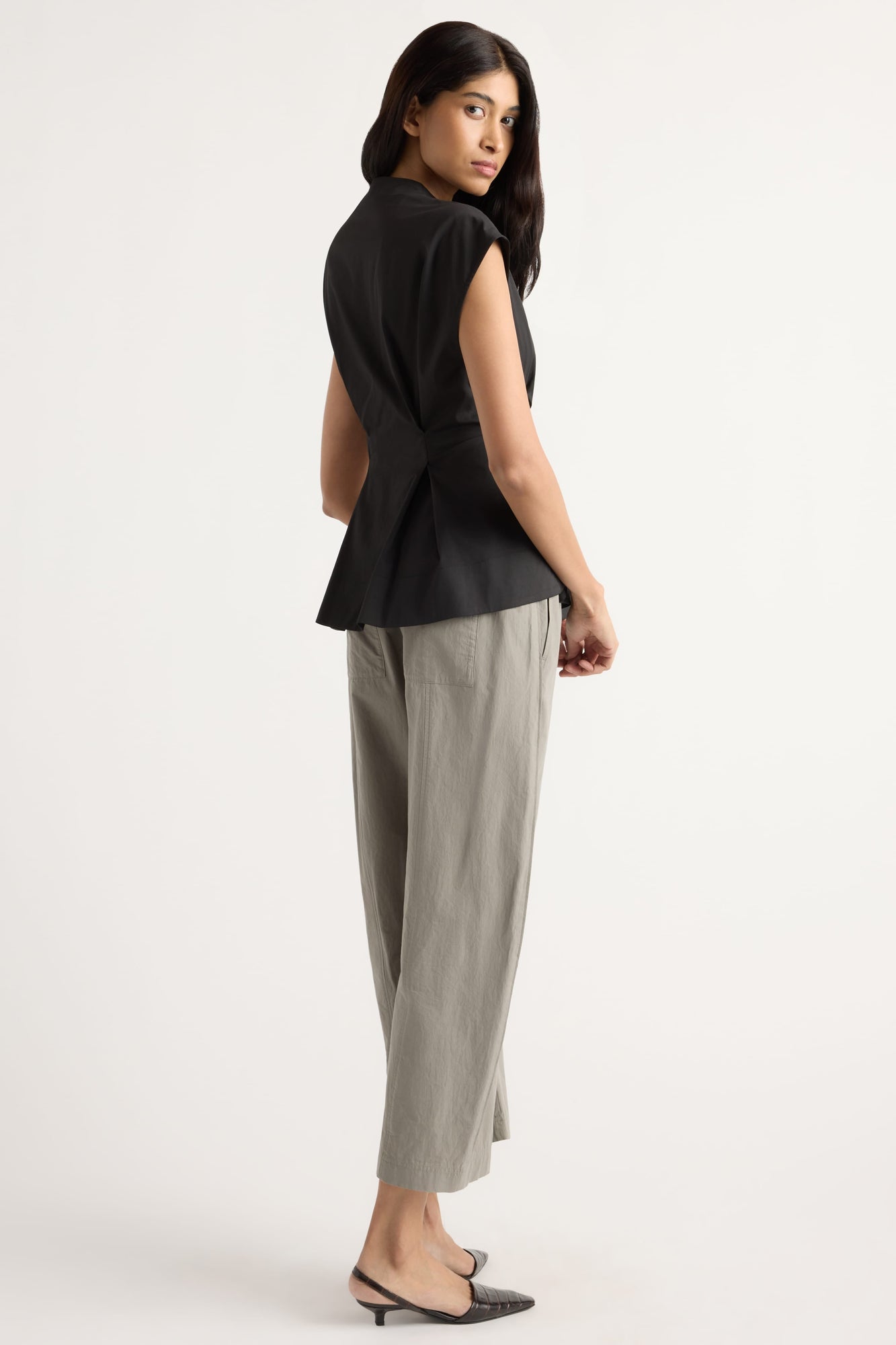 Arya | Acacia Cinch-Waist Sculpted Blouse in Size Small