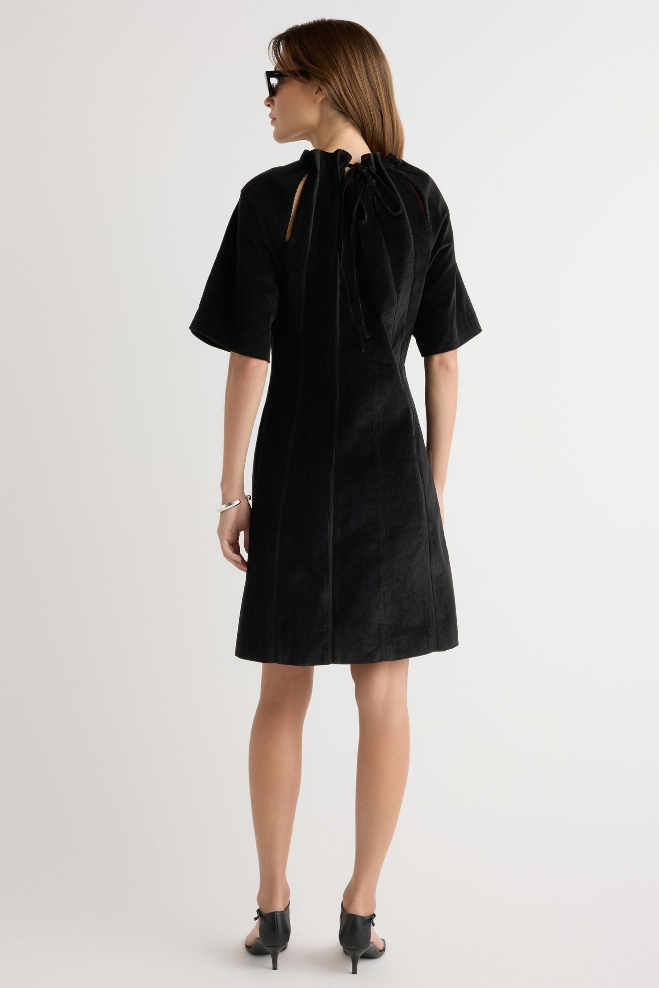 Renee | Aika Back-Tie Corduroy Mini Dress in Size Extra Small