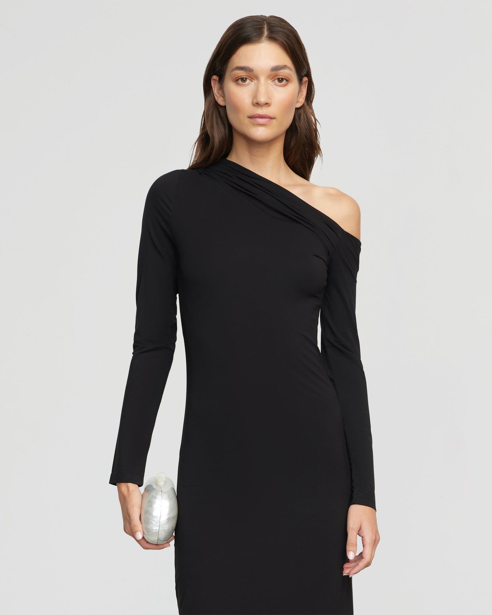 Alina Off-Shoulder Jersey Dress | Black