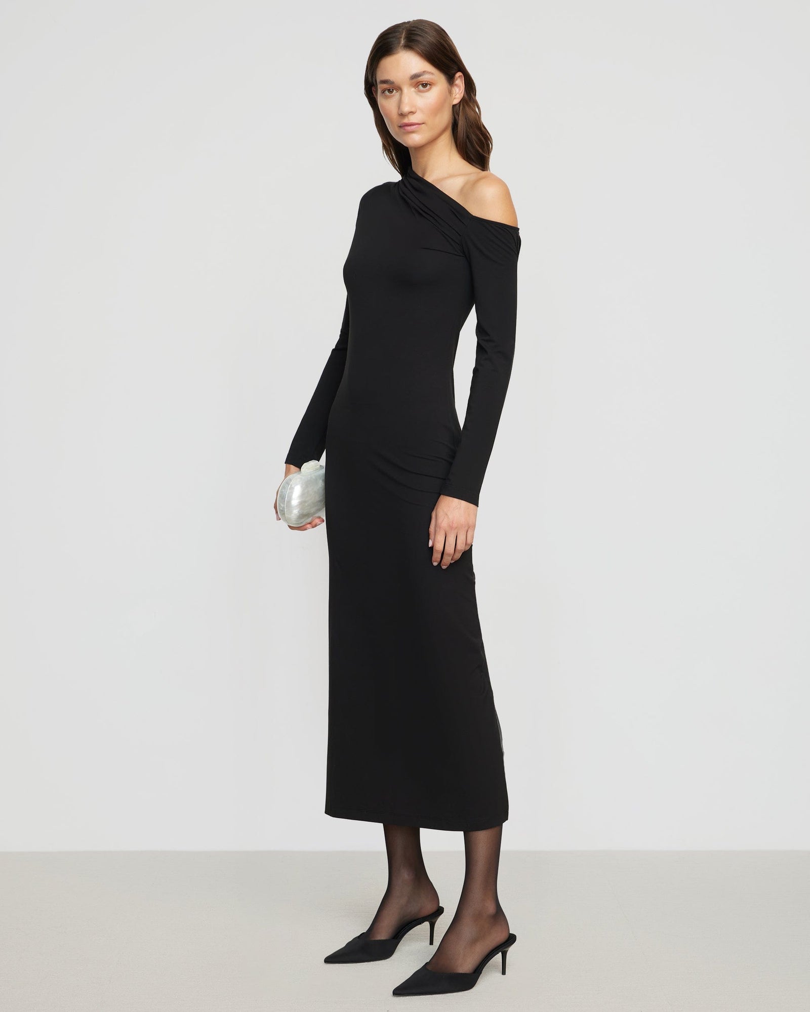Alina Off-Shoulder Jersey Dress | Black