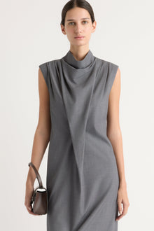 Karolina | Amara Gathered-Neck Drape Dress in Size Extra Small