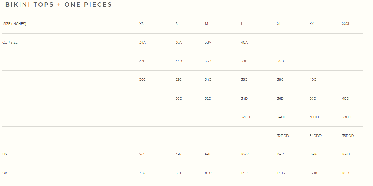 Product size guide