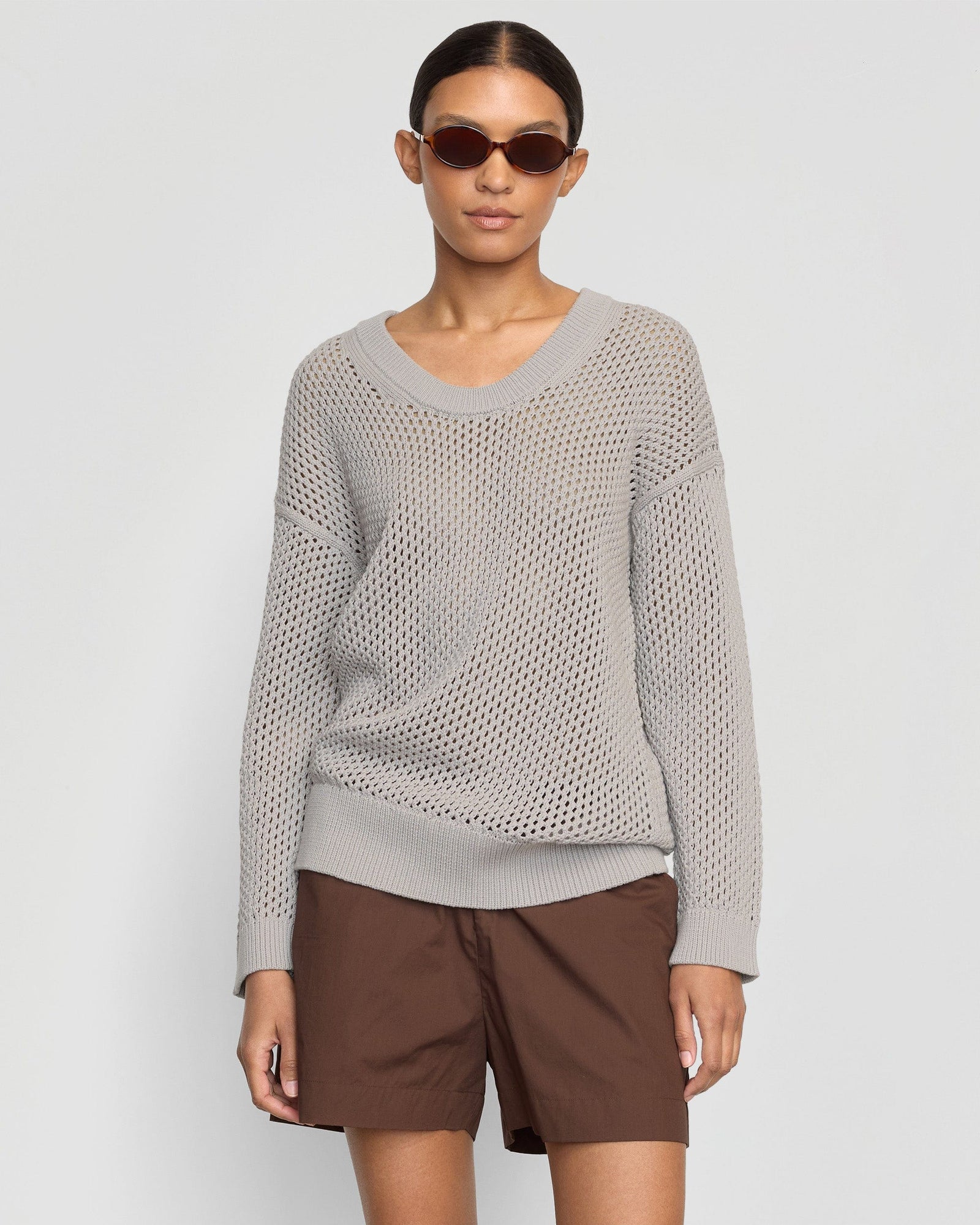Vanessa | Archana Open Knit U-Neck Sweater in Size Small