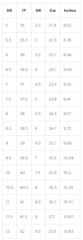 Product size guide
