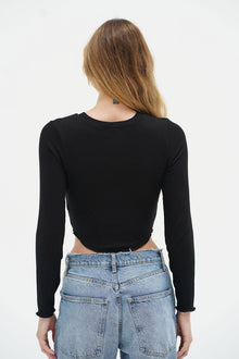 LNA Arya Cropped Long Sleeve in Black