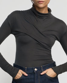 Charlotte | Aubree Front-Twist Tencel-Wool Tee in Size Small