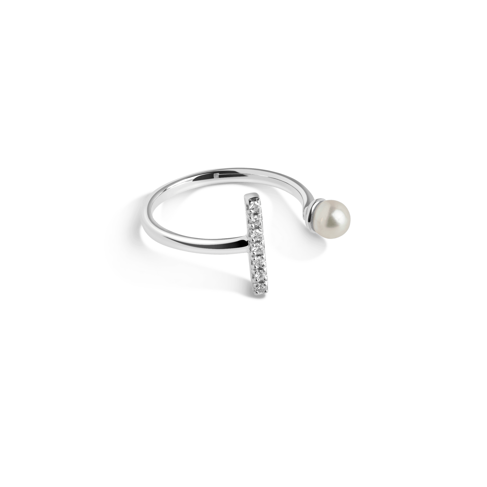 Archival Open Pearl Ring Vermeil White Gold