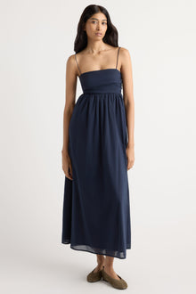 Arya | Aurora Ruched Organic Cotton Maxi Dress in Size Small