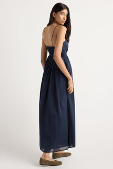 Arya | Aurora Ruched Organic Cotton Maxi Dress in Size Small
