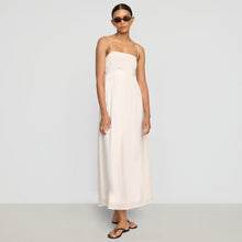 Aurora Ruched Organic Cotton Maxi Dress | Soft White