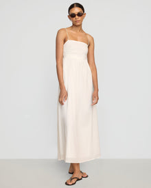 Vanessa | Aurora Ruched Organic Cotton Maxi Dress in Size Small