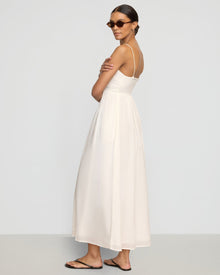 Vanessa | Aurora Ruched Organic Cotton Maxi Dress in Size Small
