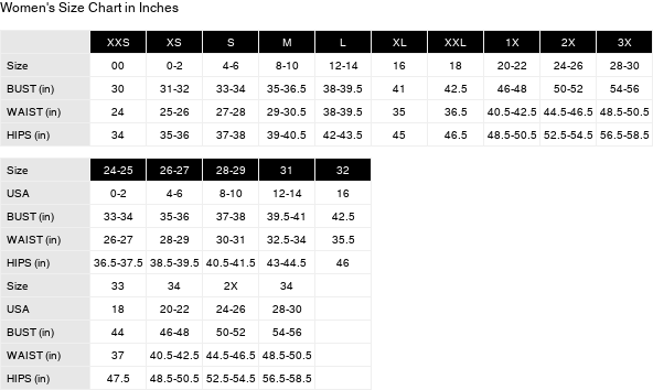 Product size guide