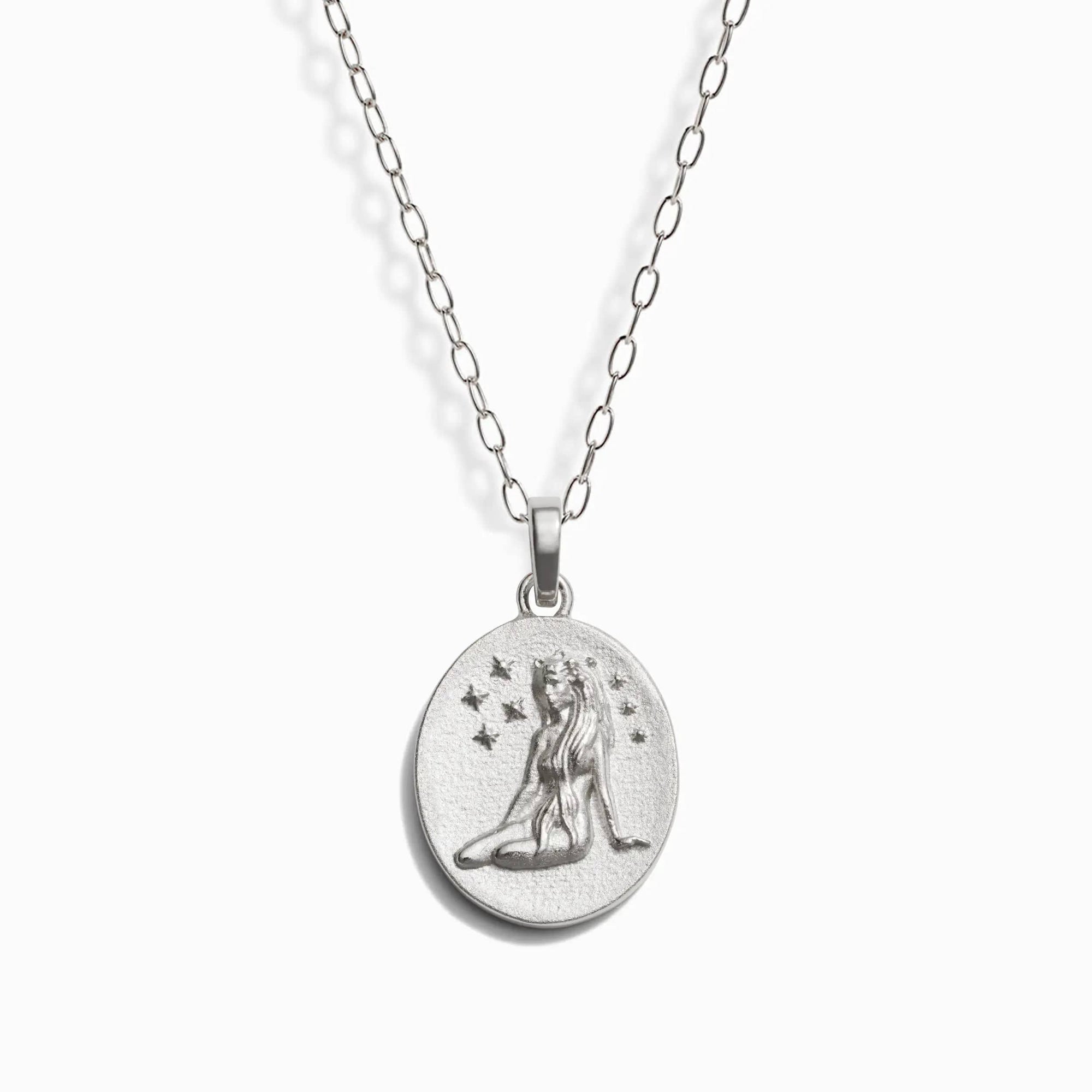 Awe Inspired Necklaces Sterling Silver / Virgo / 16" - 18" Zodiac Goddess Pendant + Mini Paperclip Chain