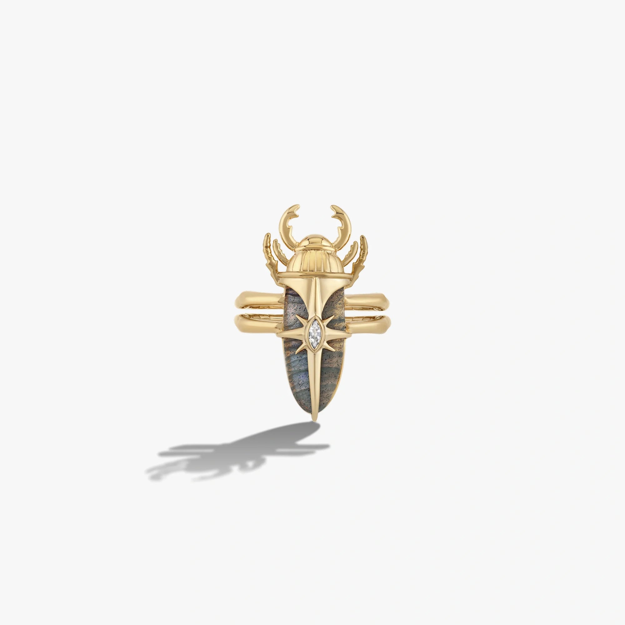 Awe Inspired Rings 14K Yellow Gold Vermeil / 5 Labradorite Beetle Ring