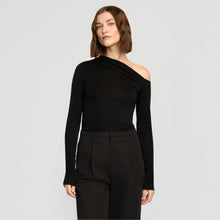 Ayra Tencel-Wool Off-Shoulder Tee | Black