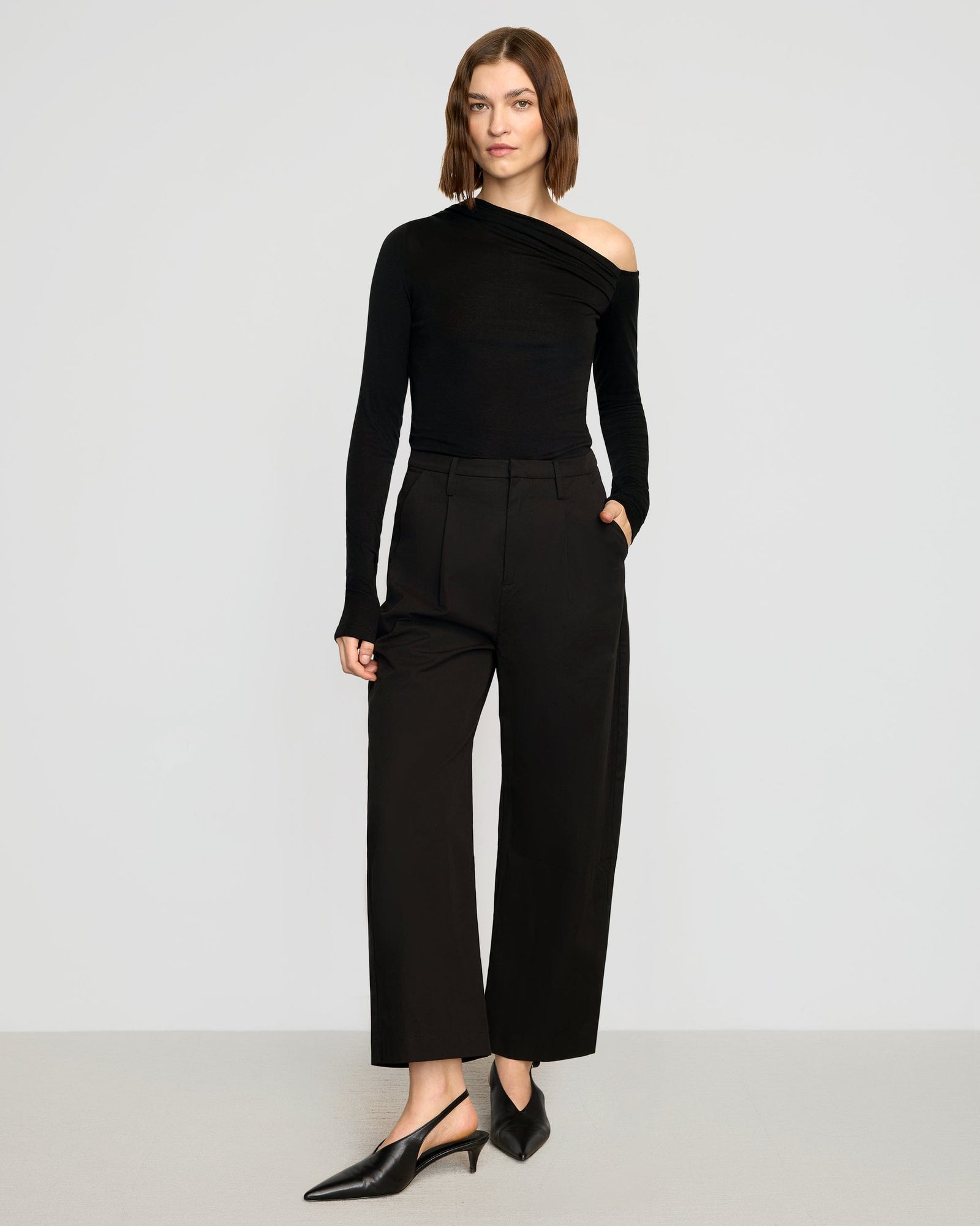 Helena | Ayra Tencel-Wool Off-Shoulder Tee in Size Small