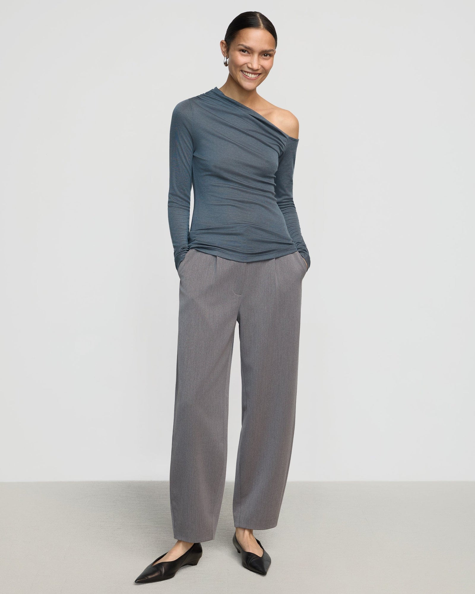 Charlotte | Ayra Tencel-Wool Off-Shoulder Tee in Size Small