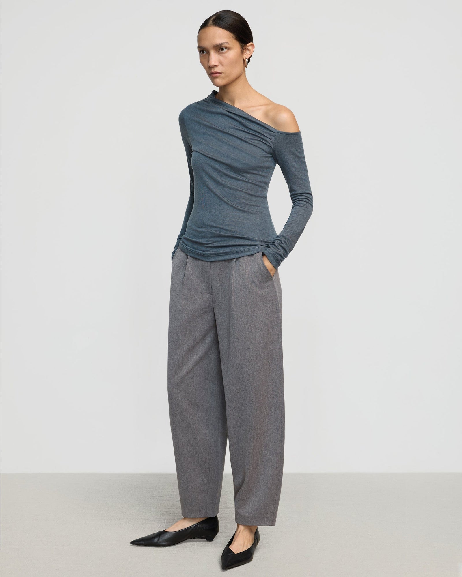 Charlotte | Ayra Tencel-Wool Off-Shoulder Tee in Size Small