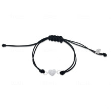 Black Chord Diamond Heart Bracelet | Black