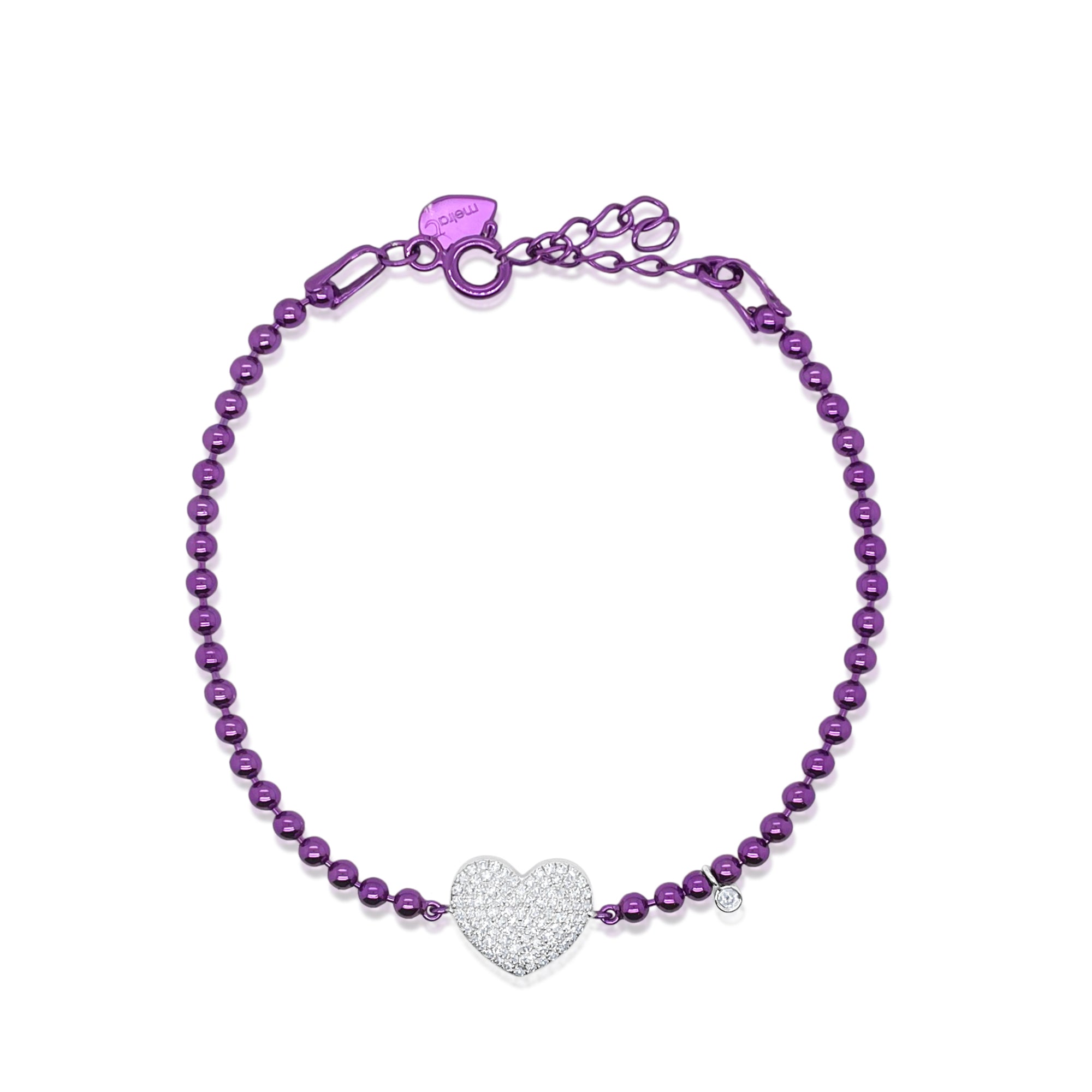 Groovy Purple Diamond Heart Silver And Gold | Silver