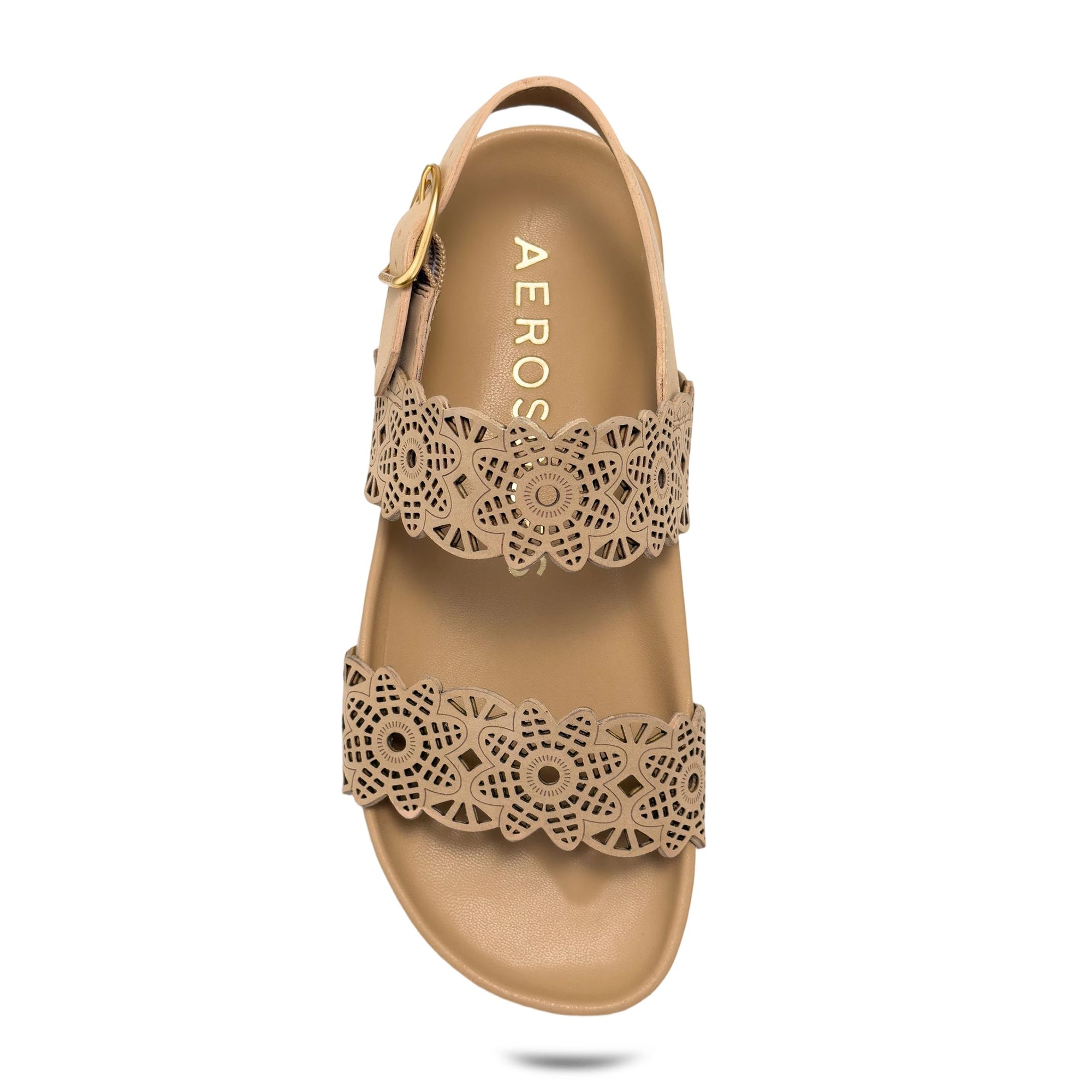 Lily Sandal Footbed | Beige Bisque Perf Faux Nubuck
