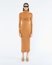 Manja Mesh-Jersey Midi Dress | Caramel