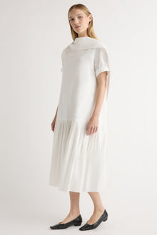 Jess | Babba Shirred Scarf-Neck Dress in Size Small