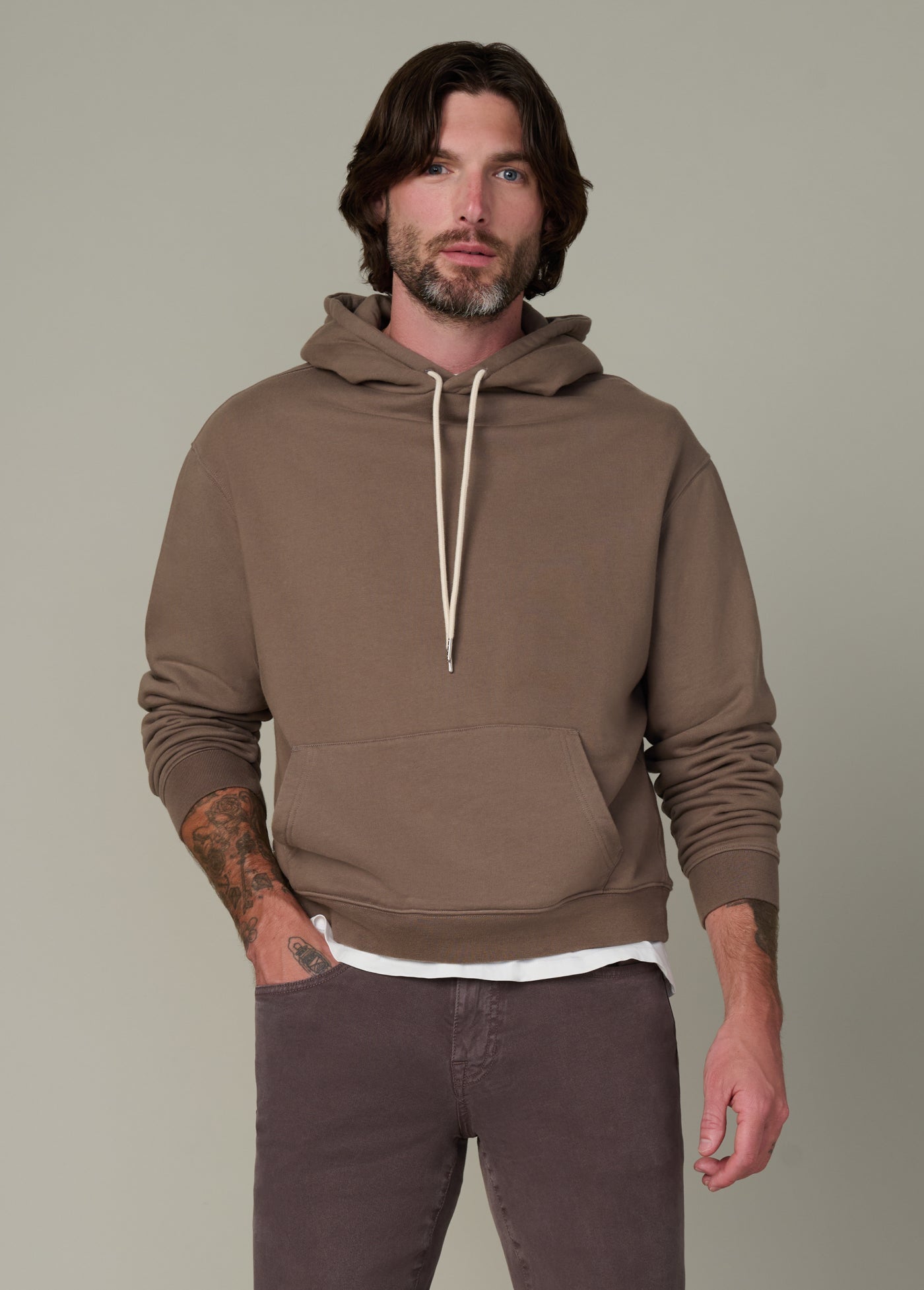 Bespoke Hoodie in Falcon – comfortable and stylish option alongside men's cardigan sweaters.