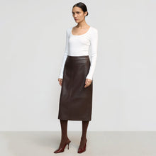 Charlotte | Briony Back Split-Hem Vegan Leather Skirt in Size Extra Small