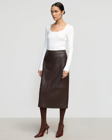 Charlotte | Briony Back Split-Hem Vegan Leather Skirt in Size Extra Small