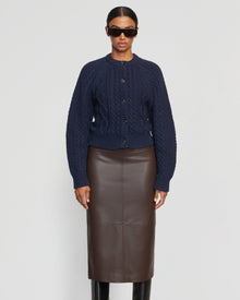Luisa | Briony Back Split-Hem Vegan Leather Skirt in Size Medium