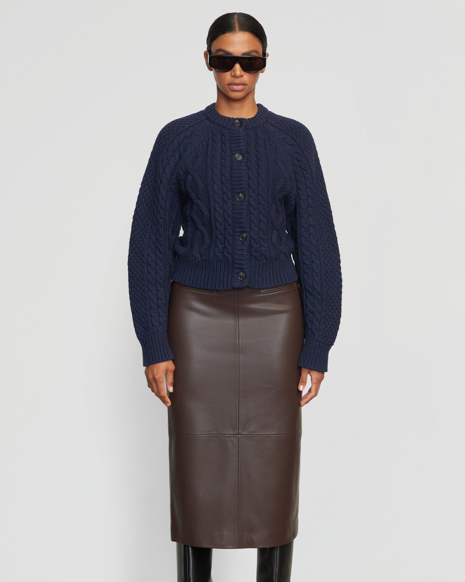 Luisa | Briony Back Split-Hem Vegan Leather Skirt in Size Medium