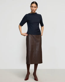 Charlotte | Briony Back Split-Hem Vegan Leather Skirt in Size Extra Small