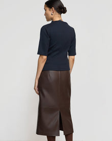 Charlotte | Briony Back Split-Hem Vegan Leather Skirt in Size Extra Small