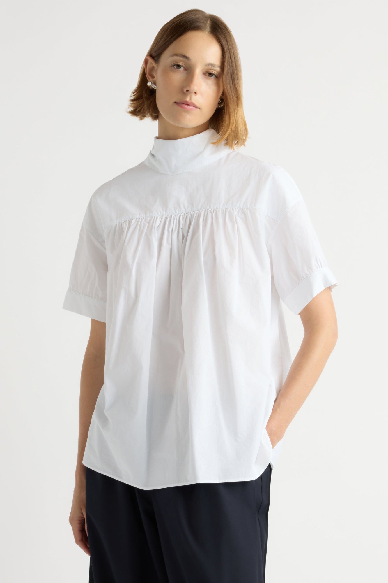Mali | Bronte Foldover Scarf-Neck Tunic Top in Size Small