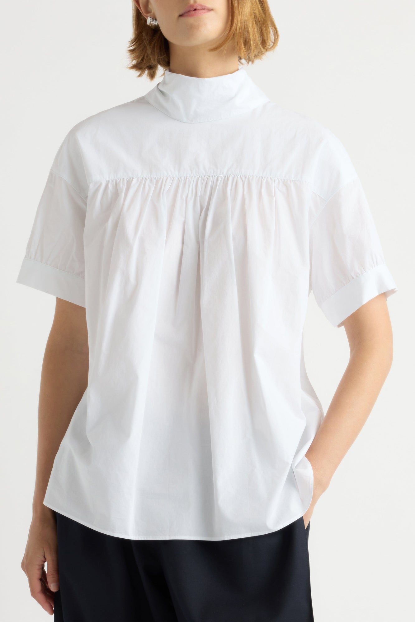 Mali | Bronte Foldover Scarf-Neck Tunic Top in Size Small